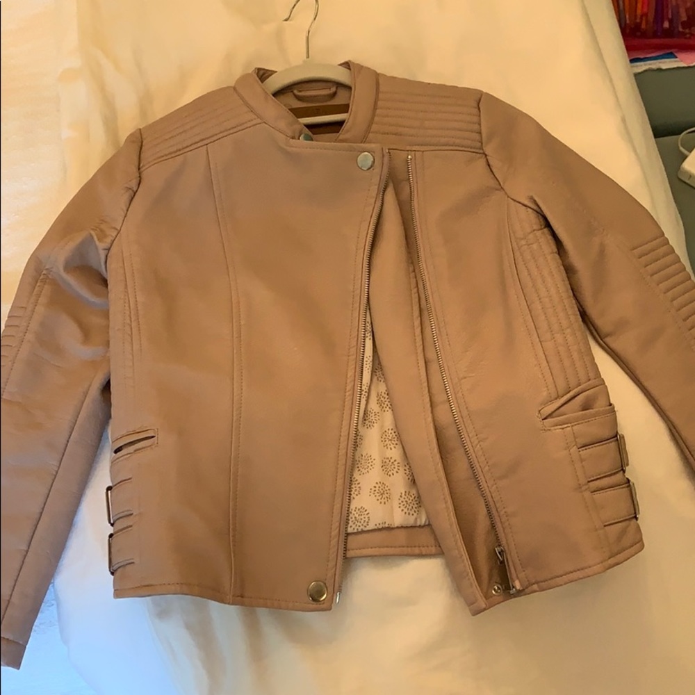 Zara light pink leather jacket